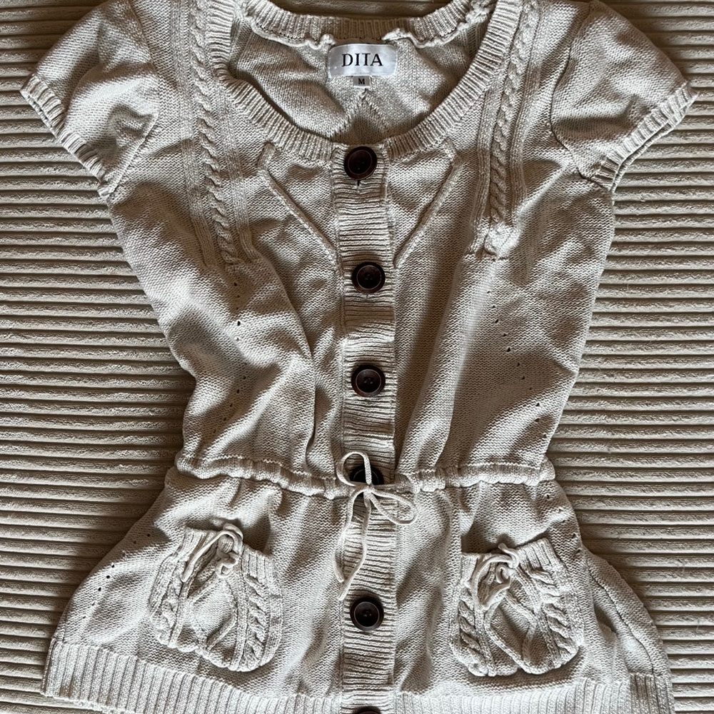 Cream Cable Knit Tie-Waist Top - DITA (M)